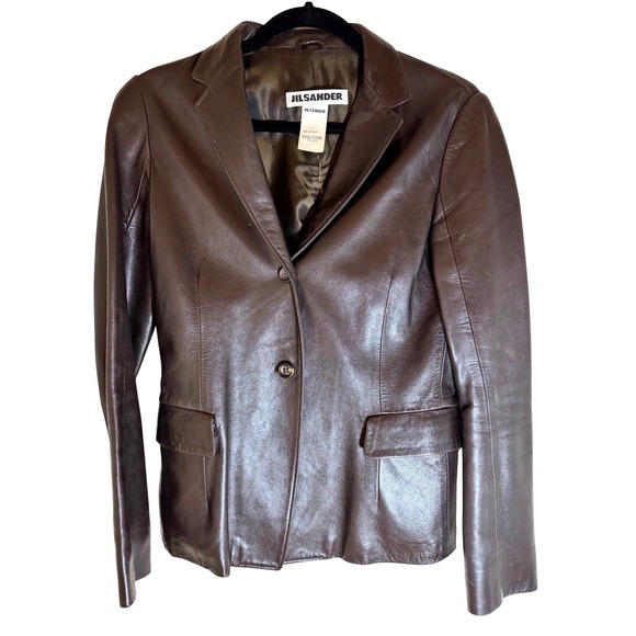 Jil Sander Jackets & Blazers - Vintage Jill Sander Leather Blazer – Y2K Minimalist Tailored Jacket, Size Small